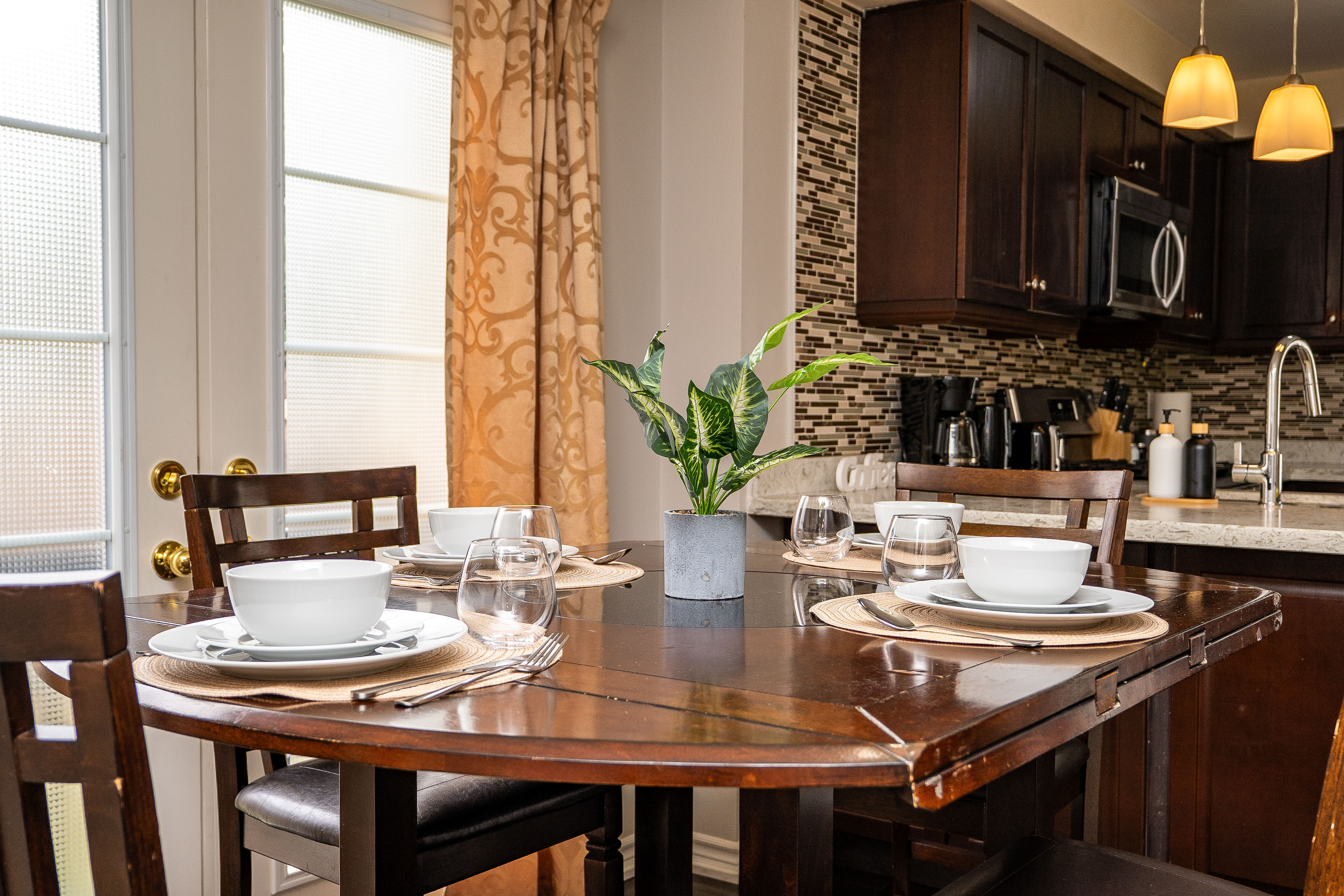 Dining area with kitchen view