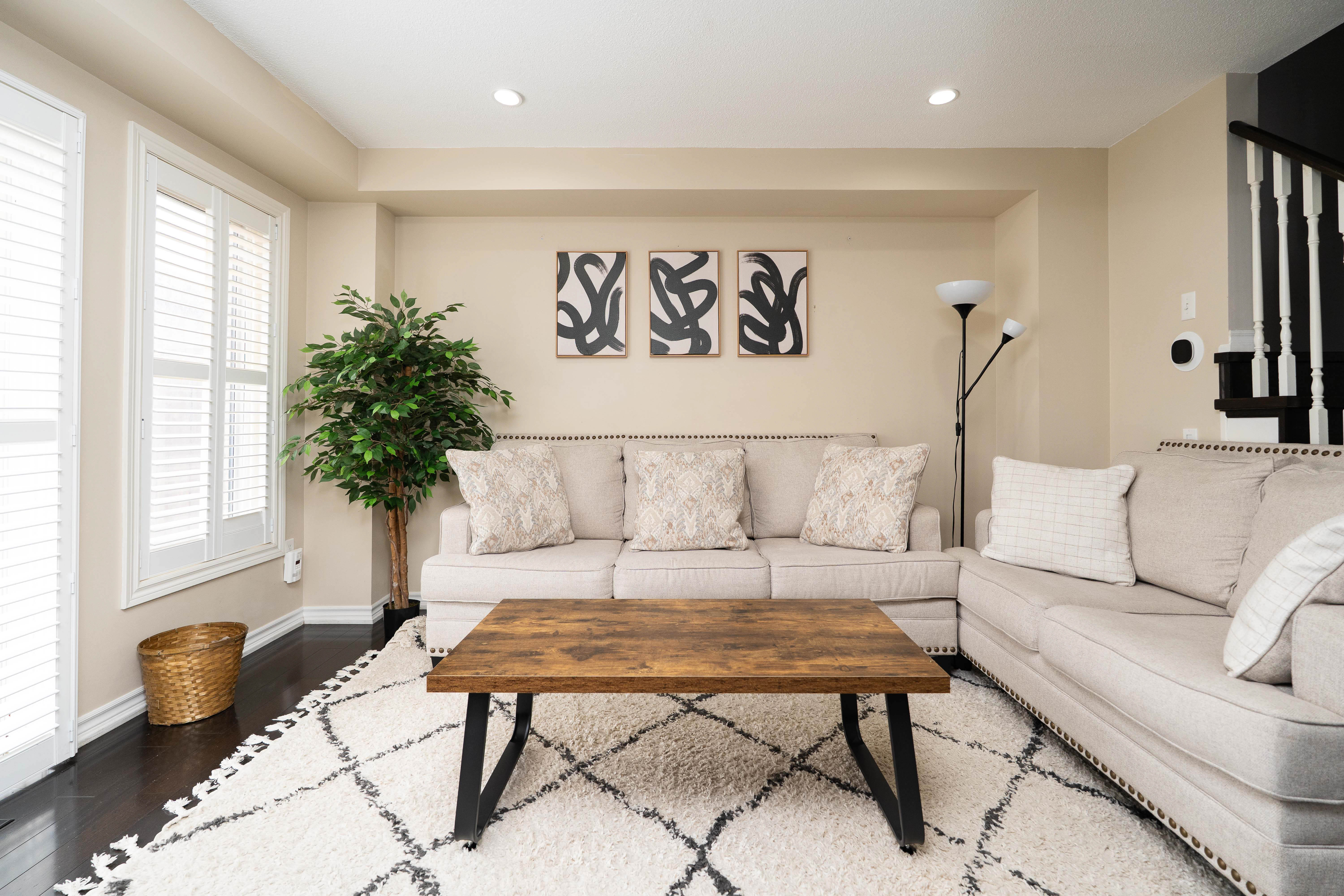 Family room with hardwood floors